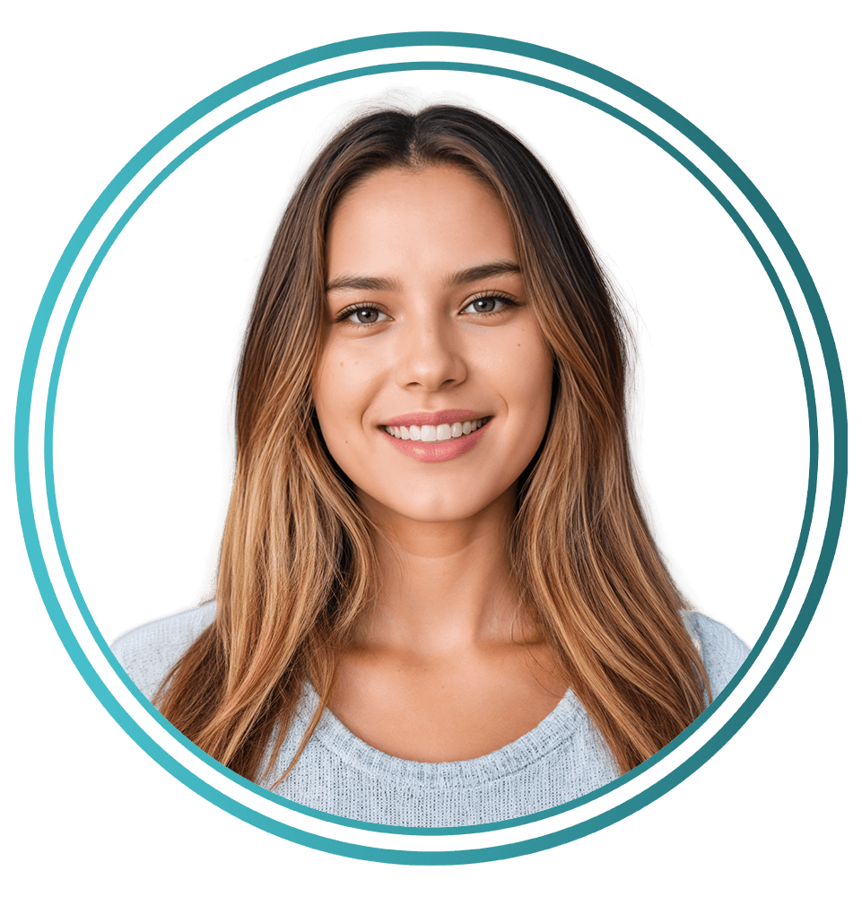 loseup photo of beautiful smiling woman with long hair looking at camera