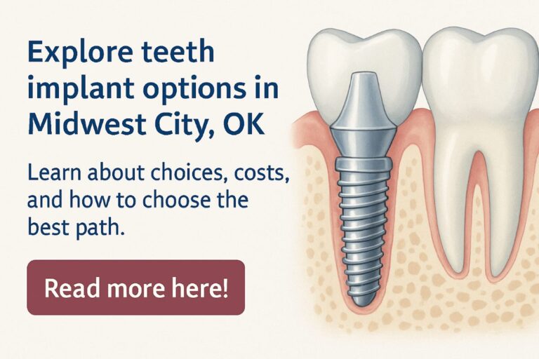 Image showcasing various teeth implant options, including a single implant, implant-supported bridge, All-on-4, and implant overdentures, displayed side by side. No text on image.